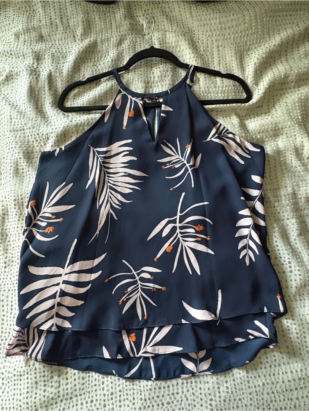 Violet & Claire Navy Tropical Print Halter Camisole